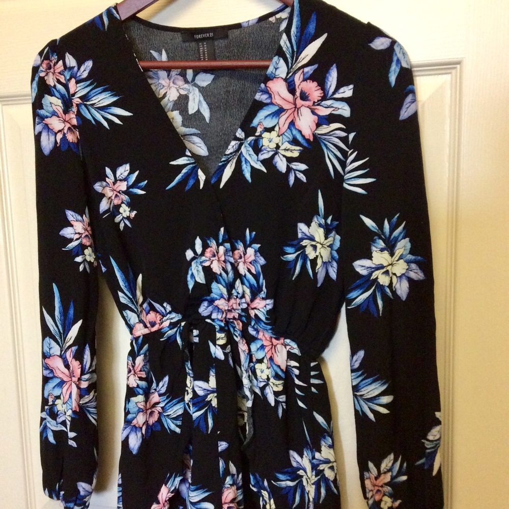 Black and floral shorts romper